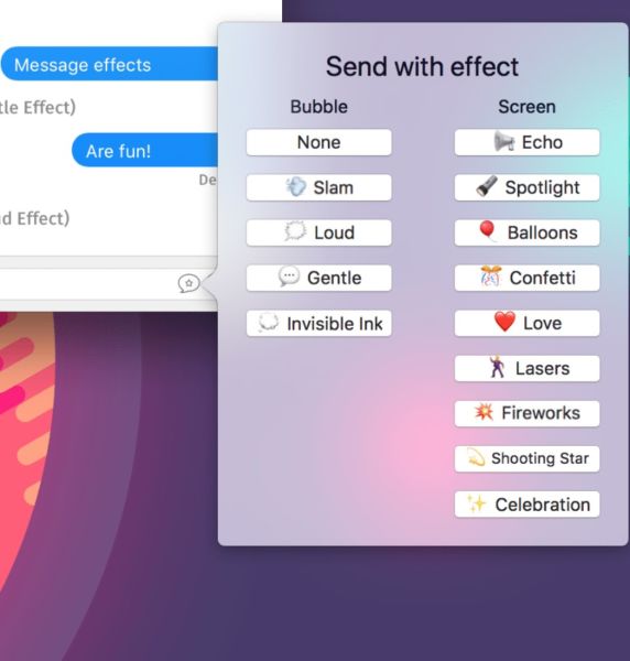 Cómo enviar mensajes con efectos en macOS