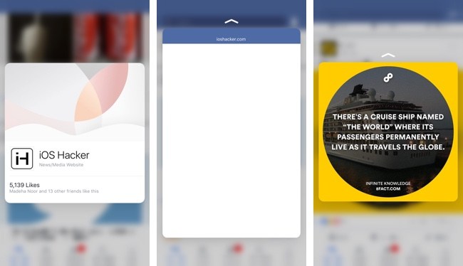 3D Touch llega a Facebook con vista previa y pop para perfiles, enlaces e imágenes