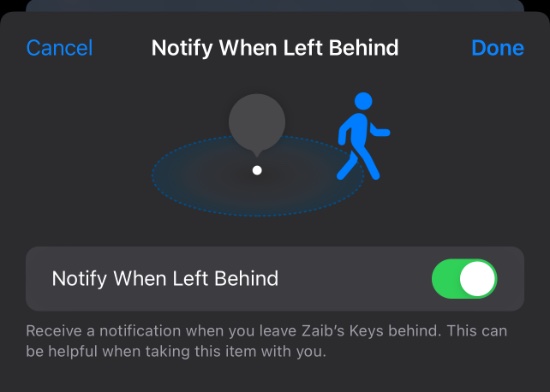 Cómo habilitar o deshabilitar las alertas Notify When Left Behind