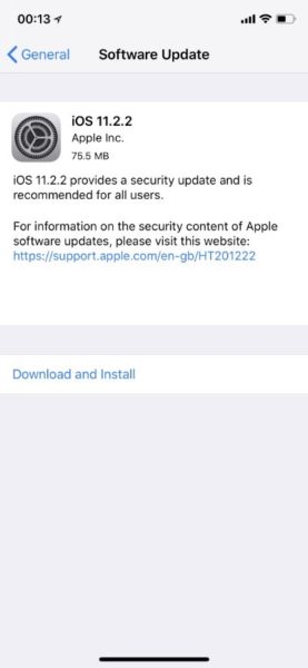 Actualización del software iOS 11.2.2 lanzada con atenuantes para Spectre Bug