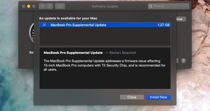 Actualización suplementaria de macOS 10.14.5 para el MacBook Pro de 15 pulgadas con chip de seguridad T2 ya disponible