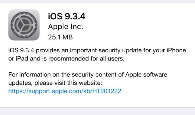 Apple lanza iOS 9.3.4 para corregir errores y eliminar el Jailbreak (Enlaces de descarga directa)