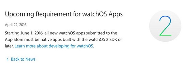 Apple para desarrolladores: Todas las nuevas aplicaciones de watchOS deben ser nativas antes del 1 de junio.