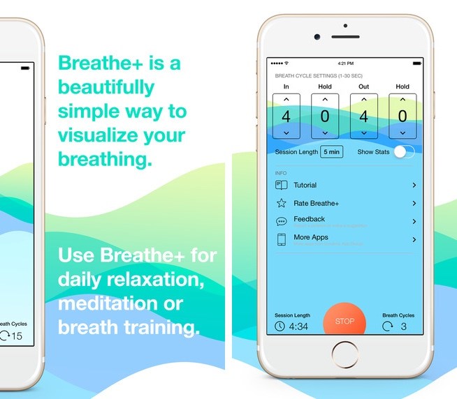 Breathe+ para iPhone lleva watchOS 3 como Breathing Exercise App a iOS