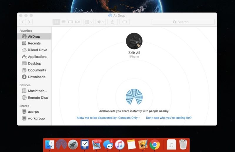 Cómo añadir AirDrop Icon a la base Mac y compartir más fácilmente