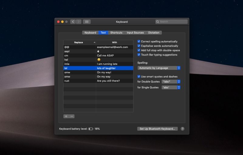Cómo añadir atajos de sustitución de texto en un Mac