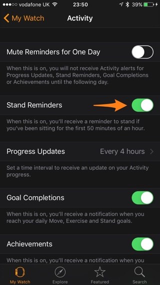Cómo apagar los recordatorios de tiempo de espera en Apple Watch