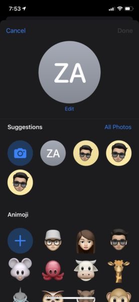 Cómo configurar Animoji o Memoji como la imagen de su iMessage Display