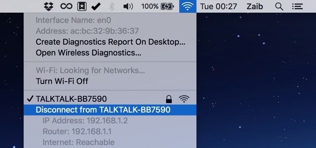 Cómo desconectarse de una red WiFi en el Mac