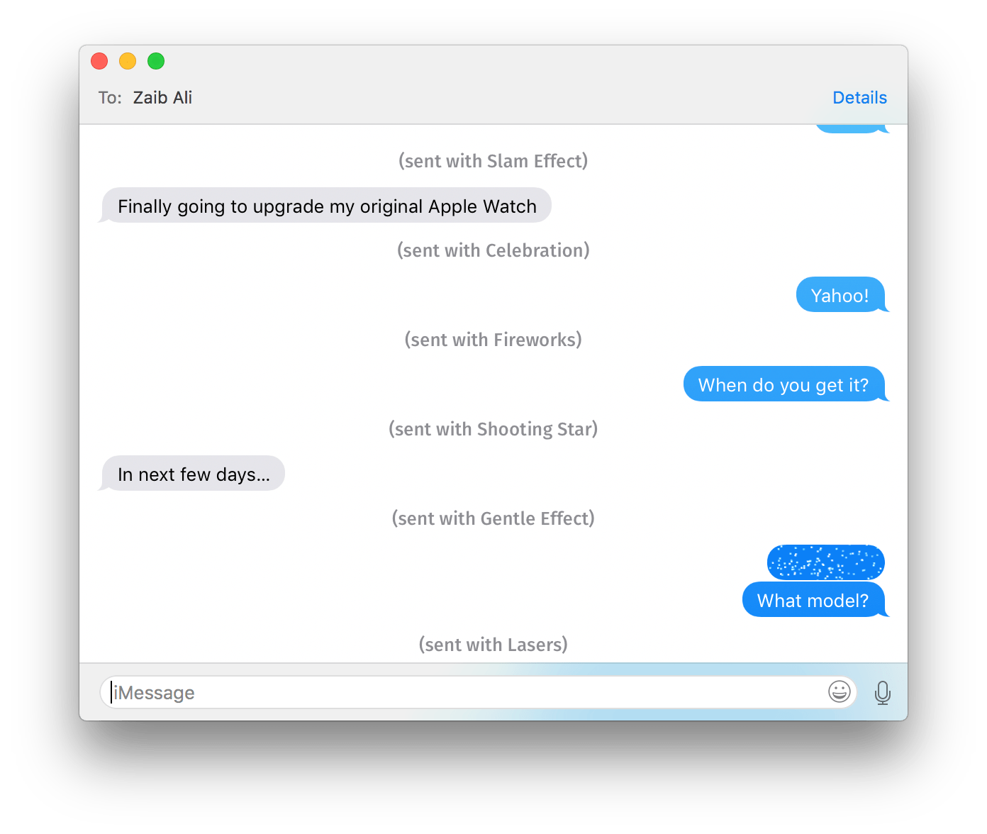 Cómo enviar mensajes con efectos en macOS