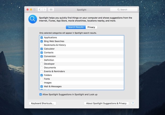 Cómo evitar que Mac Spotlight muestre determinados elementos en los resultados de búsqueda