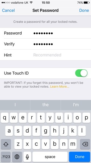 Cómo habilitar y utilizar la protección mediante Touch ID y contraseña en la aplicación Notes