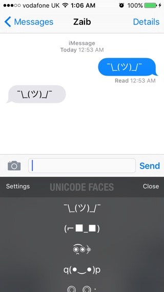 Cómo introducir fácilmente Unicode Faces en tu iPhone o iPad ¯_(ツ)_/¯