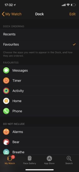 Cómo mostrar sólo aplicaciones favoritas en el Dock de watchOS