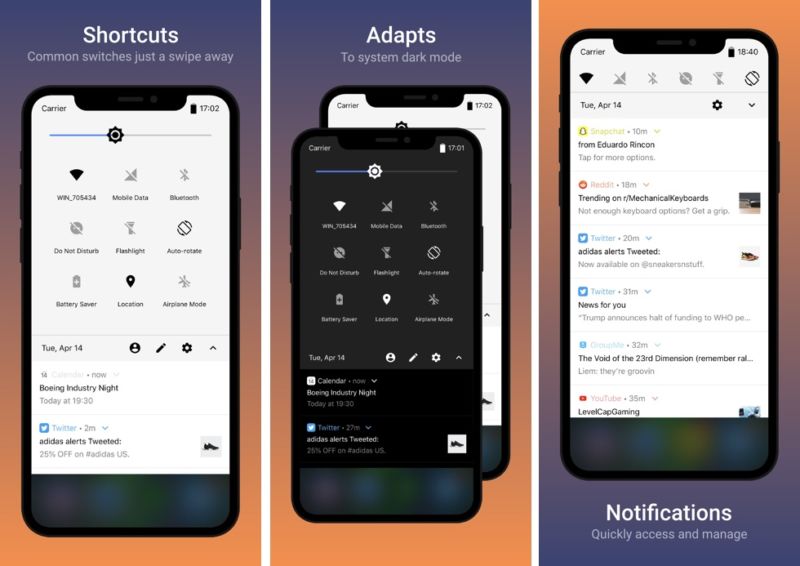 El ajuste del turrón trae al iOS un panel de notificación inspirado en el Androide