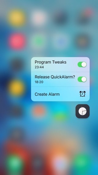 El ajuste táctil QuickAlarm 3D Touch le permite cambiar las alarmas directamente desde la pantalla de inicio.