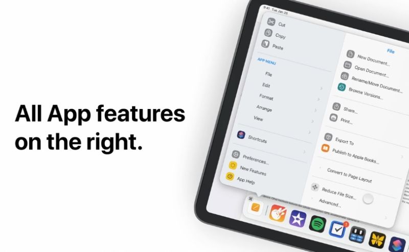 El concepto imagina un menú principal inspirado en el Mac para el iPad con un toque moderno