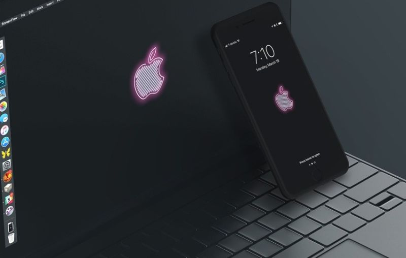 Fondos de Apple Tokyo Store inspirados en Neón para iPhone y Mac