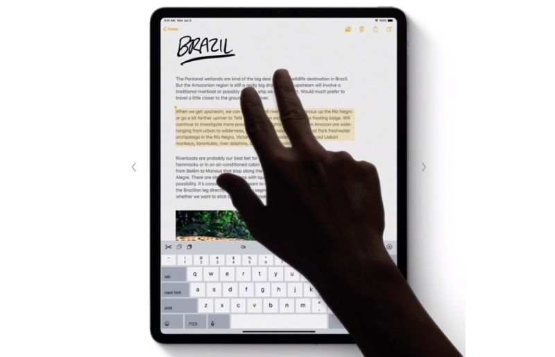 Gestos de edición de texto iPadOS para cortar, copiar, pegar, seleccionar texto y mucho más