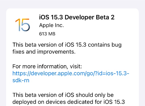 iOS 15.3 Developer Beta 2 lanzado junto con iPadOS 15.3, watchOS 8.4 y tvOS 15.3 Betas