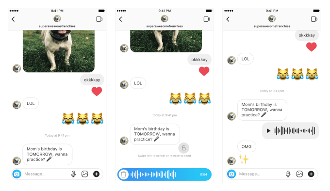 Instagram está añadiendo mensajería de audio a los mensajes directos In-App