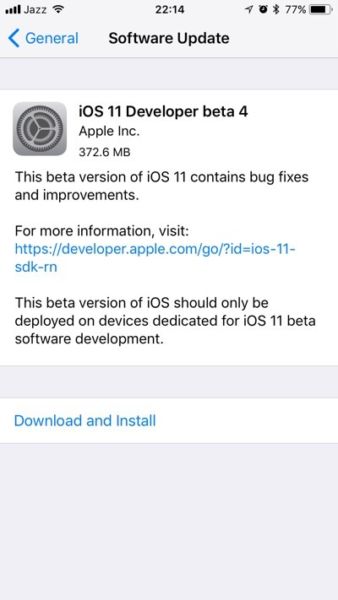 iOS 11 Developer Beta 4 ya está disponible para su descarga