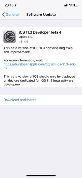 iOS 11.3 Beta 4 liberado junto con macOS 10.13.4 y tvOS 11.3 betas