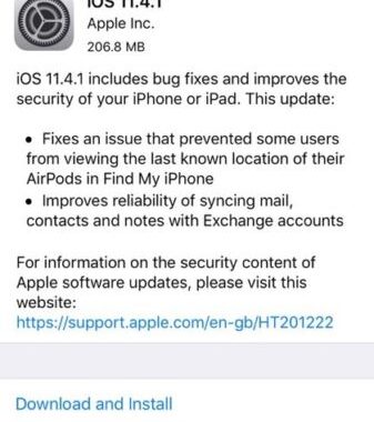 iOS 11.4.1 ya está disponible para su descarga