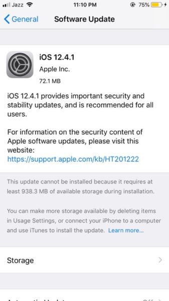 iOS 12.4.1 Lanzamiento de la actualización de software, bloquea iOS 12.4 Jailbreak