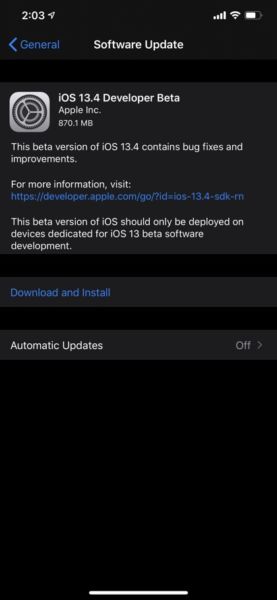 Apple lanza la versión beta de desarrollo del iOS 13.4, esto es lo que ha cambiado