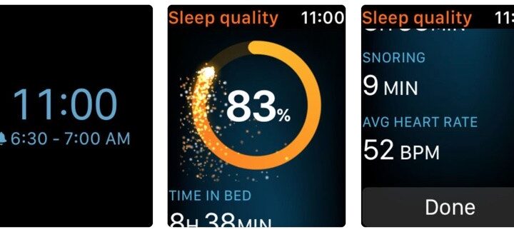 La aplicación de relojes del ciclo del sueño lo codifica a usted cuando ronca por la noche