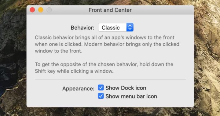 La aplicación Front And Center para Mac trae el clásico comportamiento de ventana a la Mac