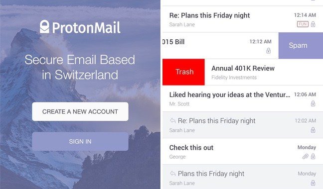 La aplicación ProtonMail ofrece un servicio de correo electrónico encriptado de extremo a extremo a iOS
