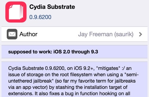 Lanzamiento del sustrato de Cydia 0.9.6200 para corregir errores en iOS 9.3 Jailbreak