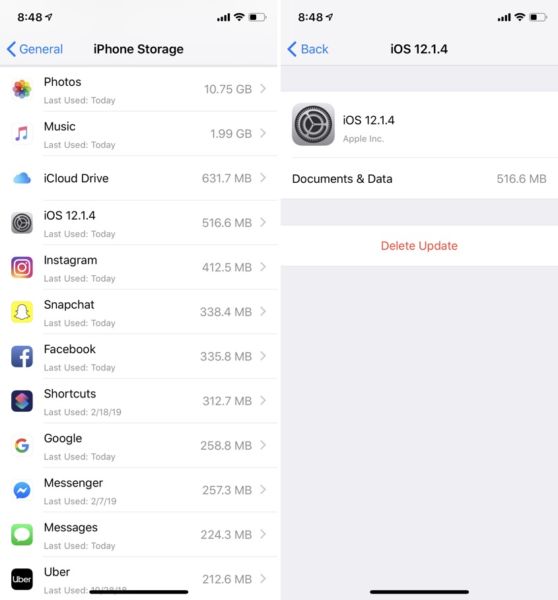 Libere espacio en disco eliminando las actualizaciones de iOS desde el iPhone y el iPad