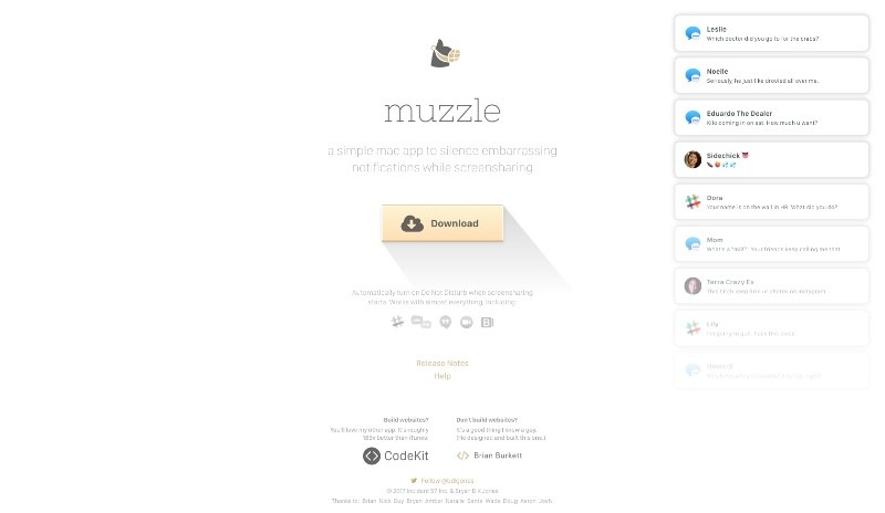 Muzzle App permite automáticamente el modo"No molestar" durante el uso compartido de la pantalla.
