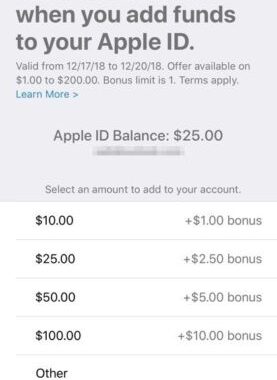 Obtén un bono del 10% de Apple al añadir fondos a tu ID de Apple