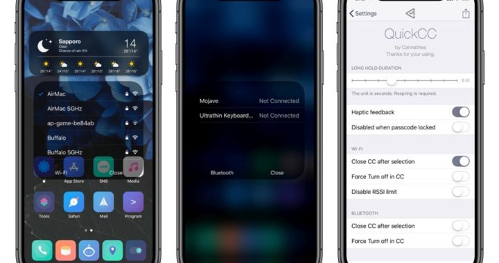 QuickCC Tweak ofrece menús Wi-Fi y Bluetooth similares a los de iOS 13 en iOS 12
