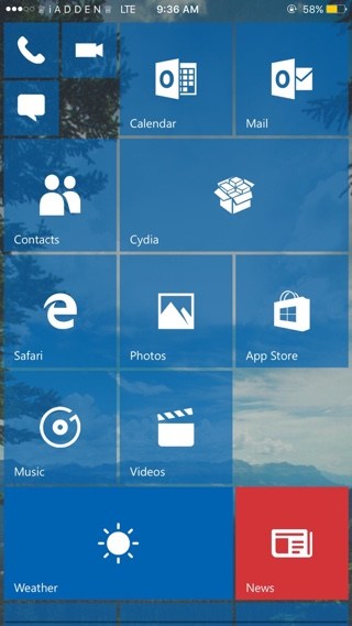 Redstone Tweak le permite tener el diseño de Windows 10 Mobile en su iPhone