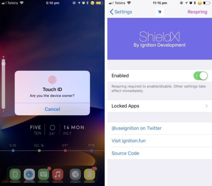 ShieldXI Tweak le permite bloquear ciertas aplicaciones con el Face ID