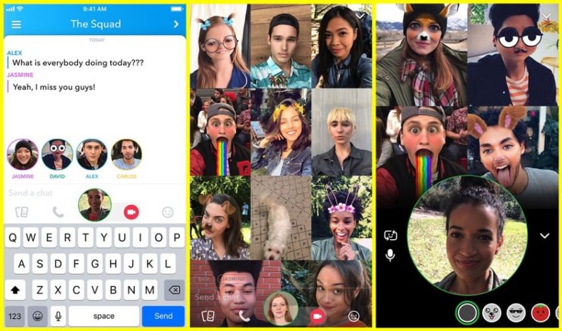Snapchat ofrece vídeoconferencia grupal y la posibilidad de mencionar a los usuarios en las historias