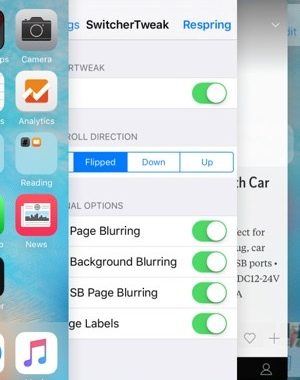 SwitcherTweak te permite cambiar la dirección del conmutador de aplicaciones iOS 9