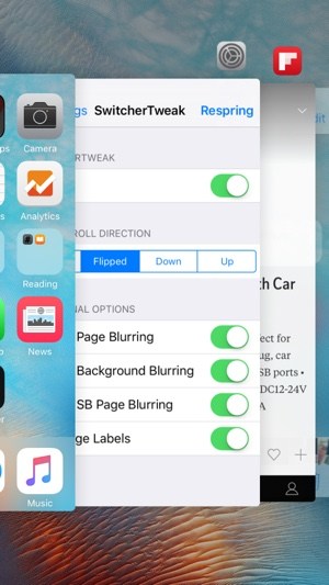SwitcherTweak te permite cambiar la dirección del conmutador de aplicaciones iOS 9