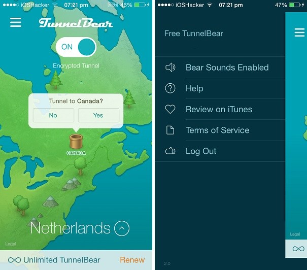 TunnelBear VPN para iOS hace que el acceso a sitios web bloqueados o a la navegación anónima esté literalmente a un paso de distancia