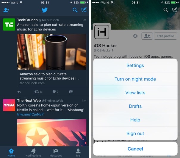 Twitter para iOS ahora tiene un modo nocturno, así es como se usa