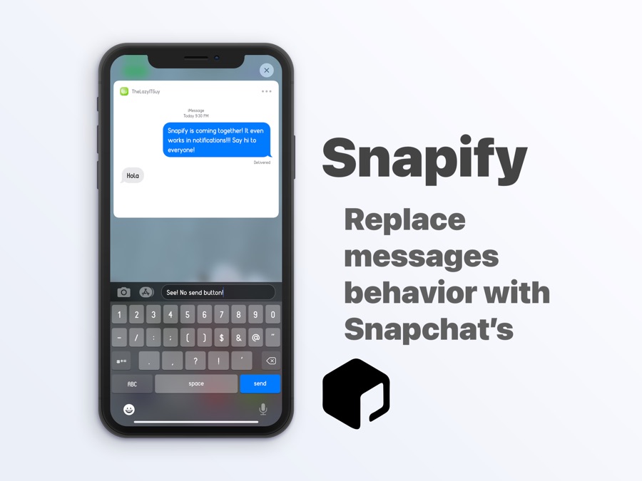 Snapify Tweak trae Snapchat como botón de envío a la aplicación de mensajes
