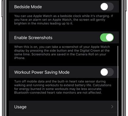 Cómo desactivar las capturas de pantalla en Apple Watch