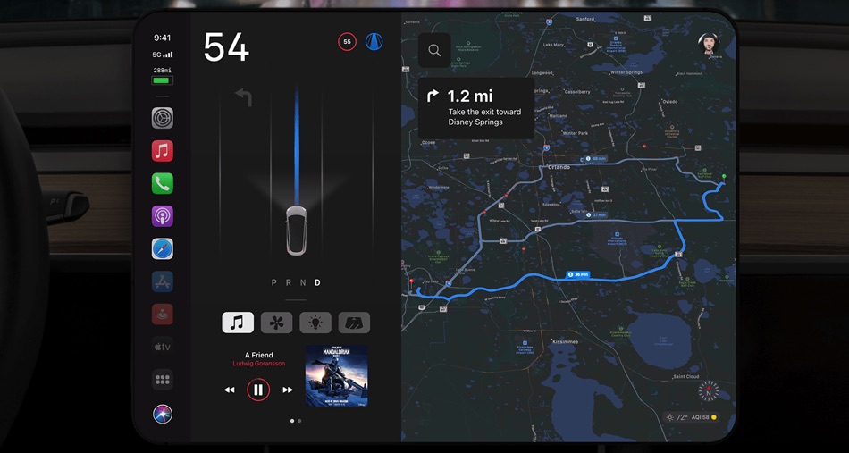 Un diseñador imagina una interfaz de usuario de coche hecha por Apple