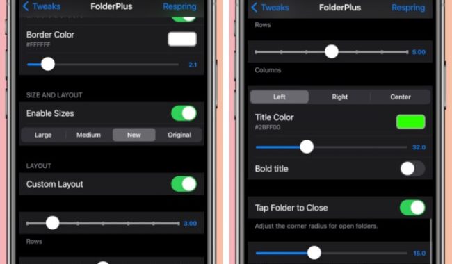 FolderPlus Tweak le permite personalizar completamente las carpetas del iPhone