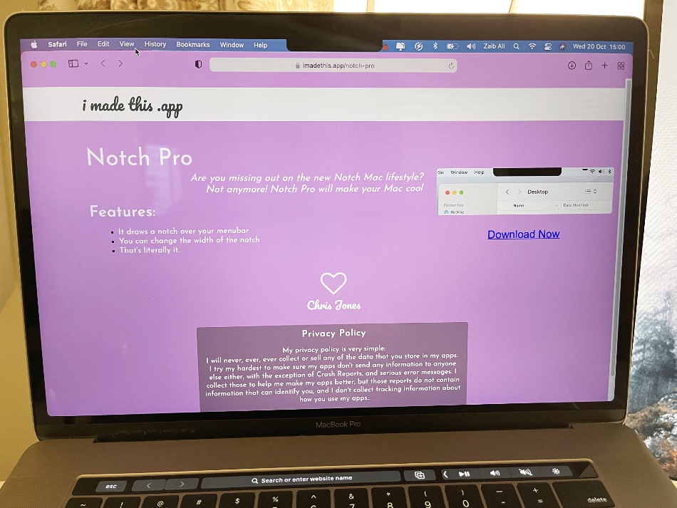 La aplicación Notch Pro lleva la muesca de M1 Pro MacBook Pro a todas las Mac